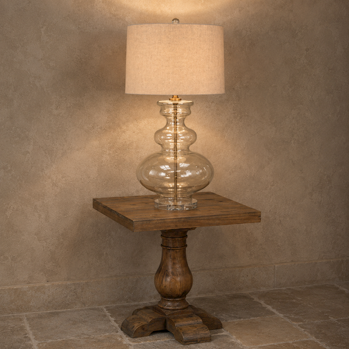 AMBER GLASS BULBOUS LAMP 41x43x79cm